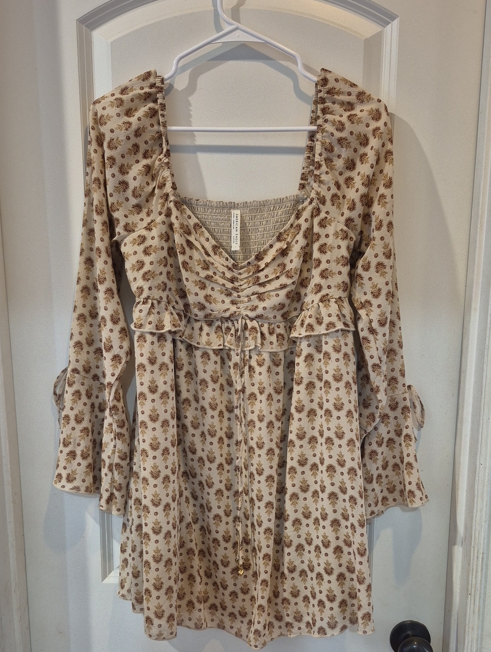 Beige Peasant Dress